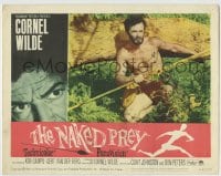 1r686 NAKED PREY LC #3 1965 c/u of Cornel Wilde with only a loin cloth & spear in the jungle!