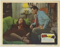 1r697 NO WAY OUT LC #7 1950 Stephen McNally stares at sexy Linda Darnell laying on couch!
