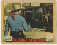 1r704 OKLAHOMA RENEGADES LC 1940 Mesquiteer Bob Livingston points gun at bad guys across street!