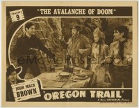 1r710 OREGON TRAIL chapter 9 LC 1939 Johnny Mack Brown in black holds gun on bad guys by table!