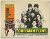 1r715 OUR MAN FLINT LC 1966 c/u of James Coburn surrounded by sexy girls, James Bond spy spoof!