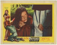 1r719 OUTCAST OF THE ISLANDS LC #6 1952 c/u of exotic Kerima grabbing leg, directed by Carol Reed!