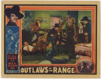 1r721 OUTLAWS OF THE RANGE LC 1936 great image of Bill Cody Jr. fighting in big brawl!