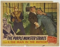 1r752 PURPLE MONSTER STRIKES chapter 1 LC 1945 baddie Roy Barcroft attacks distracted Dennis Moore!