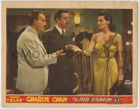 1r764 RED DRAGON LC 1945 Sidney Toler as Charlie Chan & Bonanova watch Carol Hughes hand over note!