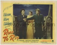 1r776 ROAD TO RIO LC #5 1948 great image of Dorothy Lamour between Bing Crosby & Bob Hope on ship!