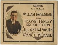 1r241 SIN THAT WAS HIS TC 1920 great portrait of William Faversham, from Frank L. Packard novel!