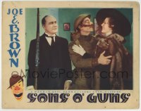 1r836 SONS O' GUNS LC 1936 Eric Blore watches soldier Joe E. Brown & pretty woman in fur coat!