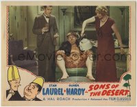 1r837 SONS OF THE DESERT LC R1945 Stan Laurel watches Oliver Hardy fake illness with his wife!