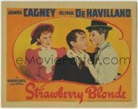 1r863 STRAWBERRY BLONDE LC 1941 best image of De Havilland eying James Cagney & Rita Hayworth!