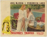 1r868 SULLIVAN'S TRAVELS LC 1941 Joel McCrea holding sexy Veronica Lake by pool, Preston Sturges!