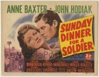 1r260 SUNDAY DINNER FOR A SOLDIER TC 1944 Anne Baxter & John Hodiak romantic close up artwork!
