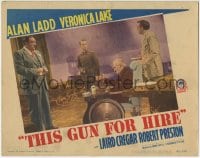 1r888 THIS GUN FOR HIRE LC #1 R1945 Cregar watches Alan Ladd pointing gun at man in wheelchair!