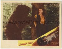 1r897 TIMBER FURY LC #3 1950 close up of Laura Lee scared of huge bear, James Oliver Curwood!