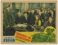 1r909 TROUBLE IN SUNDOWN LC 1939 crowd stares George O'Brien & Rosalind Keith in courtroom!