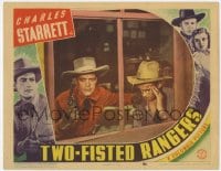 1r916 TWO-FISTED RANGERS LC 1939 close up of Charles Starrett with gun & wounded cowboy at window!