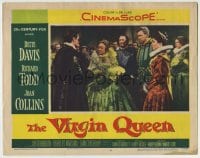 1r933 VIRGIN QUEEN LC #6 1955 Bette Davis as Queen Elizabeth & crowd staring at Richard Todd!