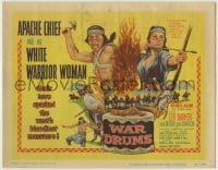 1r288 WAR DRUMS TC 1957 art of Native American Apache Chief Lex Barker his & white warrior woman!