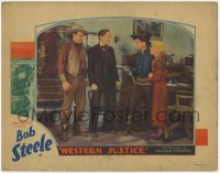 1r948 WESTERN JUSTICE LC 1935 Bob Steele with gun protects Rene Borden from two bad guys!