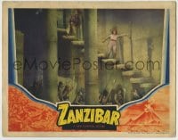 1r997 ZANZIBAR LC 1940 African natives with spears wait under stairs for Lola Lane & James Craig!