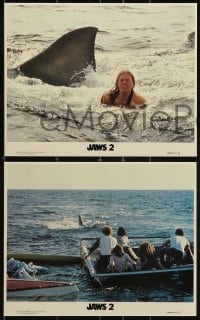 1s095 JAWS 2 4 8x10 mini LCs 1978 Roy Scheider with gun, Lorraine Gary, black title style!
