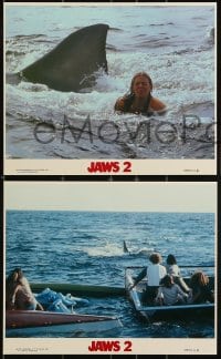 1s096 JAWS 2 4 8x10 mini LCs 1978 Roy Scheider with gun, Lorraine Gary, red title style!