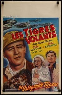 1t057 FLYING TIGERS Belgian 1949 John Wayne, Carroll, Anna Lee, art of WWII airplanes!