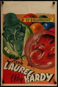 1t061 LAUREL & HARDY Belgian 1950s cool art of Stan & Oliver as balloons!