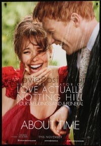 1t155 ABOUT TIME teaser DS Canadian 1sh 2013 Rachel McAdams & Gleeson, laughing in the rain!