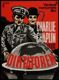 1t370 GREAT DICTATOR Danish R1960s art of Charlie Chaplin, wacky WWII comedy!