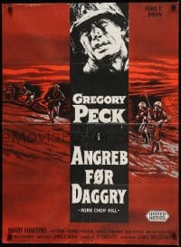 1t391 PORK CHOP HILL Danish 1960 Lewis Milestone directed, art of Korean War soldier Gregory Peck!