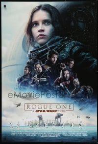 1t417 ROGUE ONE advance DS 1sh 2016 A Star Wars Story, cast montage with brown title design