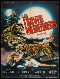 1t485 BLACK ZOO French 23x30 1964 great different art of fang & claw killers stalking human prey!