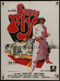 1t515 SUPER FLY French 23x31 1973 great artwork of Ron O'Neal with car & girl!