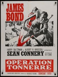 1t516 THUNDERBALL French 24x31 R1960s art of Sean Connery as secret agent James Bond 007!