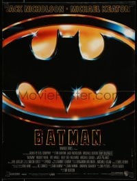 1t524 BATMAN French 16x21 1989 directed by Tim Burton, Nicholson, Keaton, cool image of Bat logo!