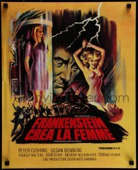 1t529 FRANKENSTEIN CREATED WOMAN French 17x21 1967 cool art of Peter Cushing & Susan Denberg!