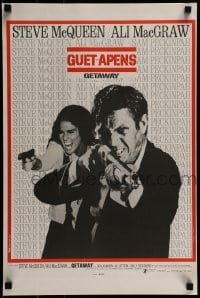 1t531 GETAWAY French 16x24 1973 Sam Peckinpah, Ferracci image of Steve McQueen & Ali McGraw!