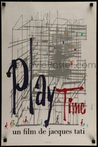 1t542 PLAYTIME French 16x24 1967 Jacques Tati, great artwork by Baudin & Rene Ferracci!
