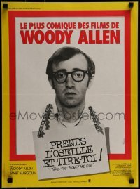 1t554 TAKE THE MONEY & RUN French 16x21 R1970s wacky Woody Allen mug shot in classic mockumentary!