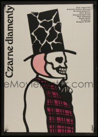 1t588 FEKETE GYEMANTOK Polish 23x32 1978 cool Flisak art of skeleton man in top hat!