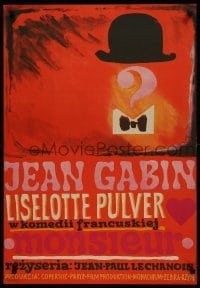 1t603 MONSIEUR Polish 23x33 1967 Jean Gabin, French comedy, Baczewska artwork!