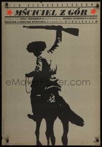 1t606 MSCICIEL Z GOR Polish 23x34 1965 Ihnatowicz & Krajewski art of horseback cowboy w/rifle!