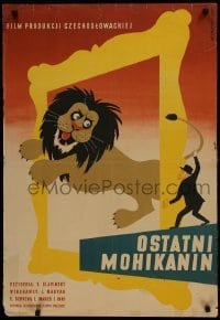 1t616 POSLEDNI MOHYKAN Polish 23x34 1954 Slavinsky, big cat lion artwork by Eryk Lipinski!