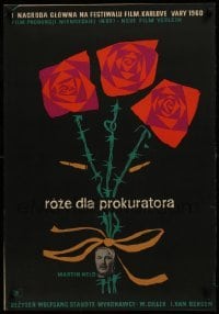 1t622 ROSES FOR THE PROSECUTOR Polish 23x33 1961 artwork of barbwire roses by Maciej Hibner!