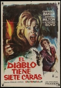 1t137 DEVIL HAS SEVEN FACES Spanish 1972 Il diavolo a sette facce, Carroll Baker, Jano horror art!