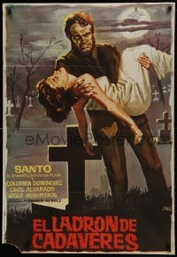 1t143 LADRON DE CADAVERES Spanish 1957 different horror art of graverobbers in cemetery by Jano!