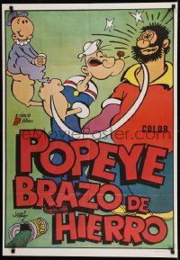 1t149 POPEYE BRAZO DE HIERRO Spanish 1979 image of Popeye with spinach punching Bluto!