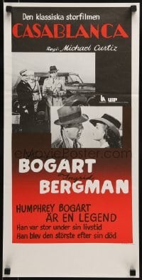 1t084 CASABLANCA Swedish stolpe R1973 Humphrey Bogart, Ingrid Bergman, Curtiz classic!