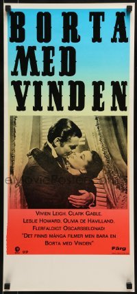 1t087 GONE WITH THE WIND Swedish stolpe R1987 Clark Gable, Vivien Leigh, all-time classic!